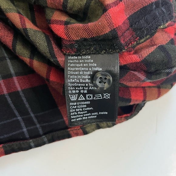 Kavu Red Green Plaid Flannel Popover Long Sleeve Size Small - Picture 5 of 8